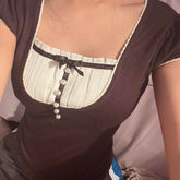 Französisches Dienstmädchen-Crop-Top
